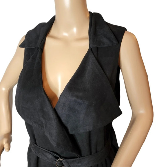 Alythea suede long  belted cardigan vest. - Picture 2 of 16